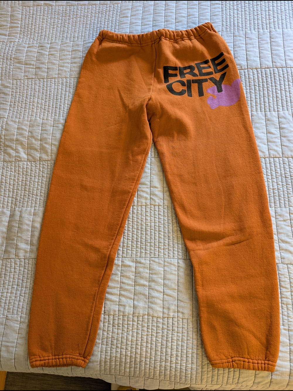 FREECITY Orange Sweatpants with Pink Logo